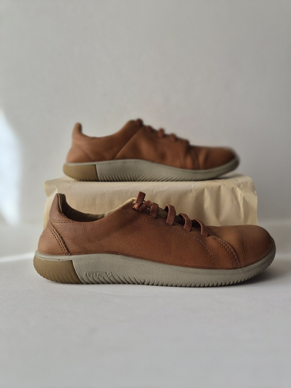 KEEN KNX Lace Mens 9 EU 42 Brown Leather Sneaker Gorpcore Granola Minimalist